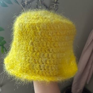 Hand crochet mohair bucket hat